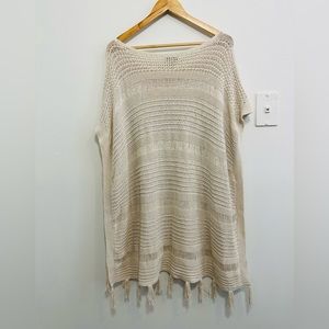 Lucky Brand Cream Colored Crocheted Sweater Poncho Size Medium